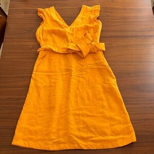LOFT Orange Sleeveless Petite Back Cutout Mid Dress 4P